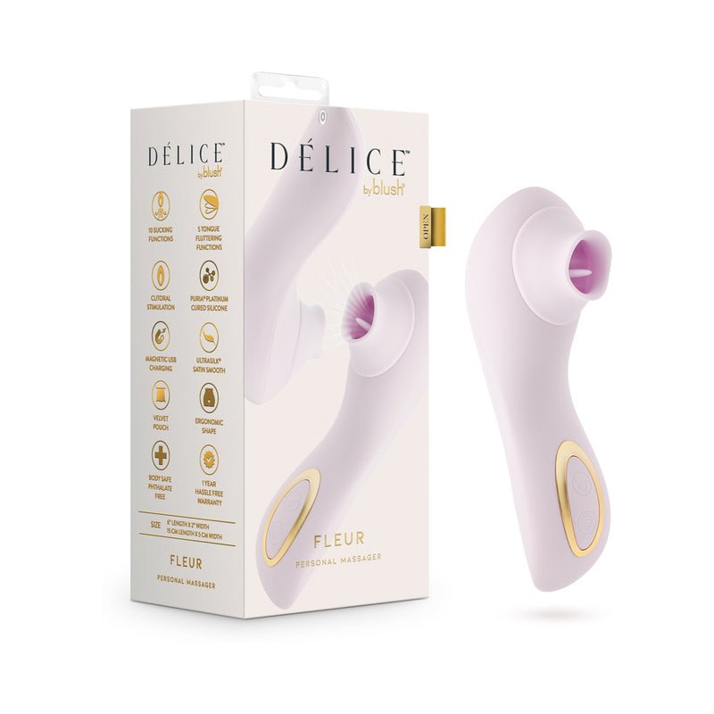 Delice Fleur Clitoral Fluttering & Suction Personal Massager Barely Purple - Royal Sins