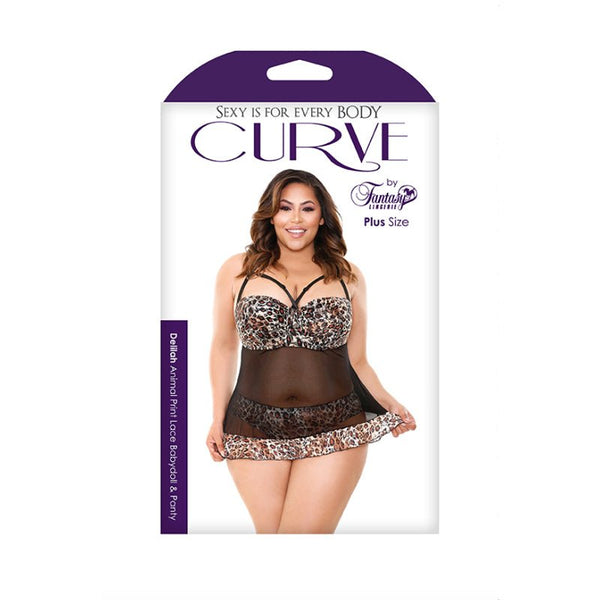 Delilah Babydoll & Panty Set - Leopard - 3X/4X - Royal Sins