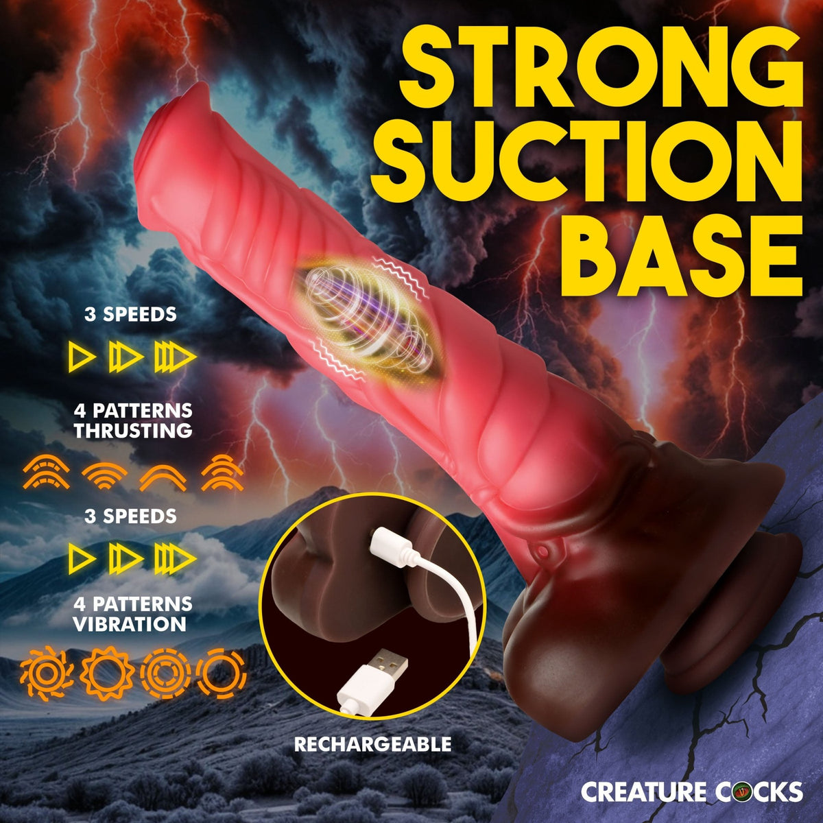 Deluxe Centaur Thrusting & Vibrating Silicone Dildo - Royal Sins