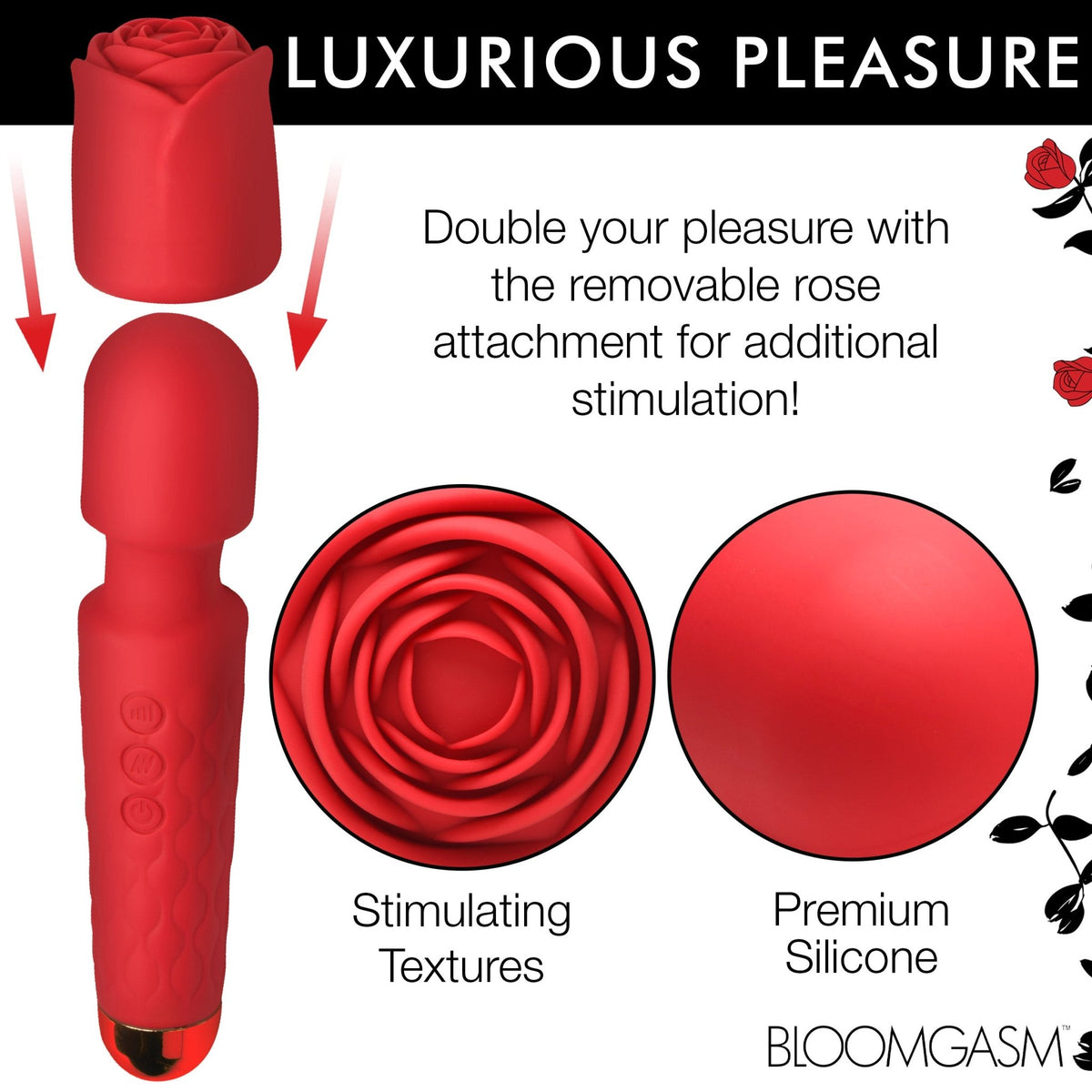 Deluxe Silicone Rose Wand - Royal Sins