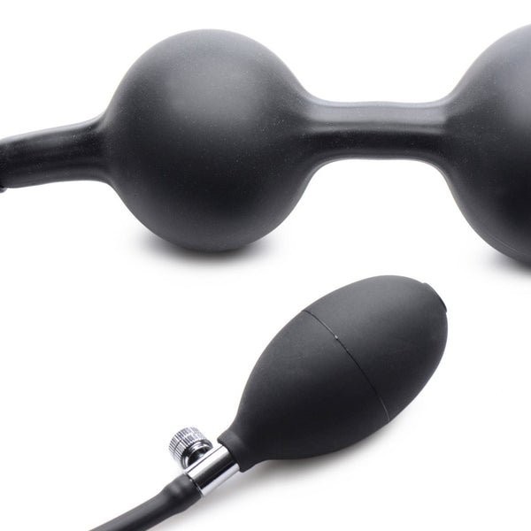 Devils Rattle Inflatable Silicone Anal Plug with Cock and Ball Ring - Royal Sins