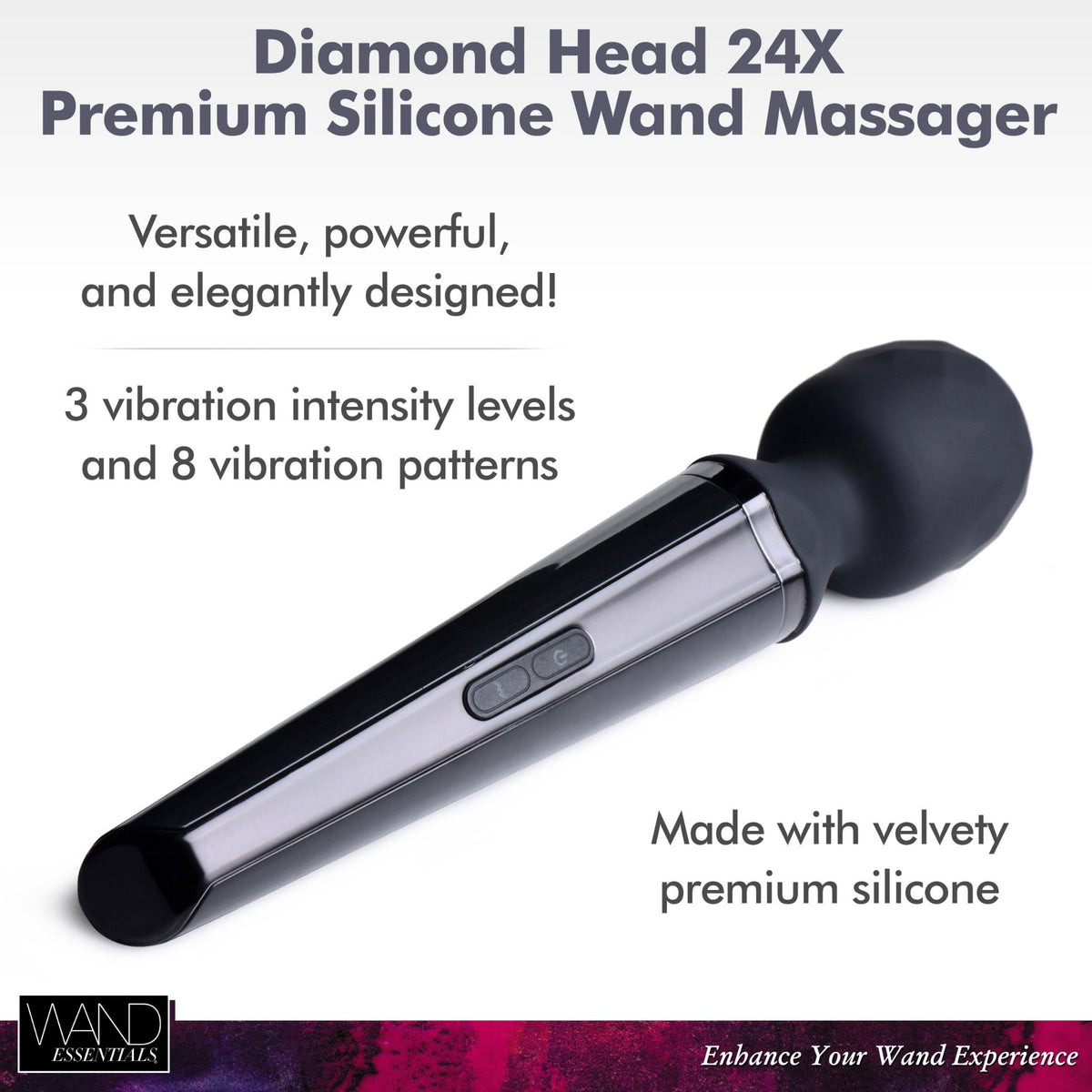 Diamond Head 24X Rechargeable Silicone Wand Massager - Royal Sins