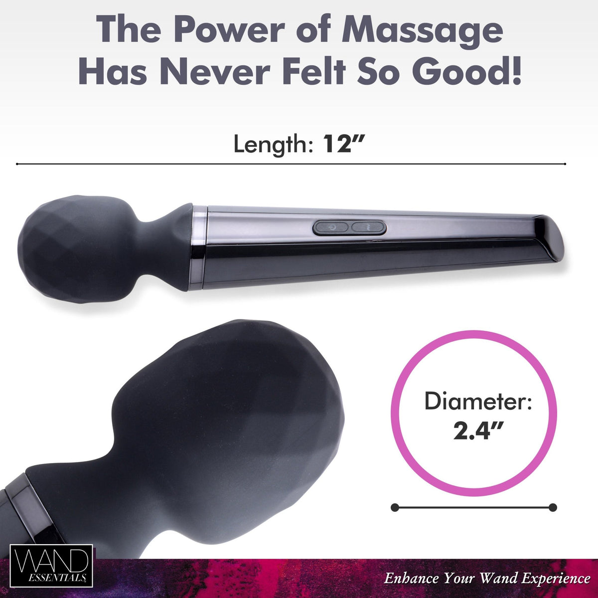 Diamond Head 24X Rechargeable Silicone Wand Massager - Royal Sins