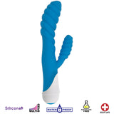 Diana 20x Rippled Silicone Rabbit Vibe - Blue - Royal Sins