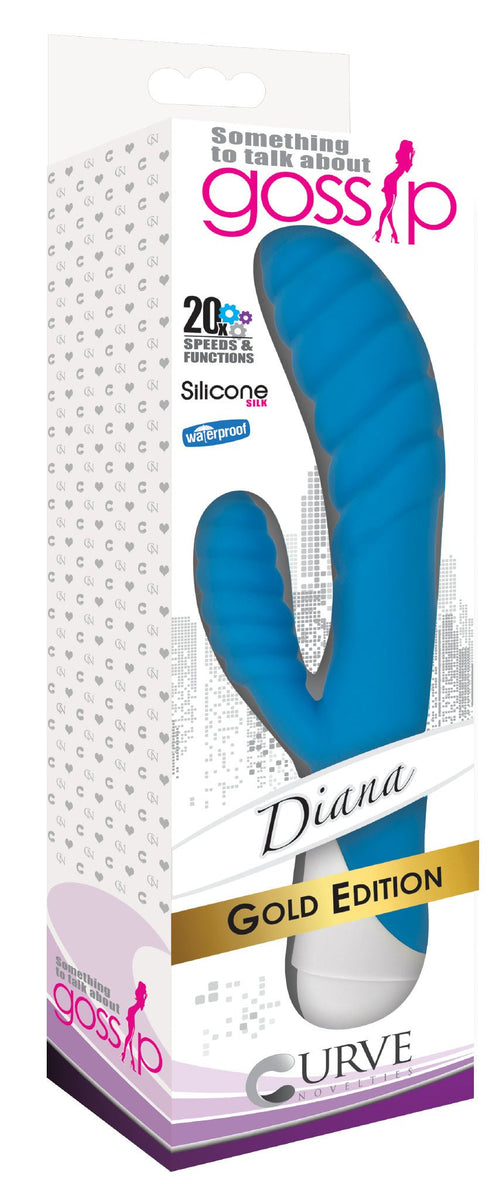 Diana 20x Rippled Silicone Rabbit Vibe - Blue - Royal Sins