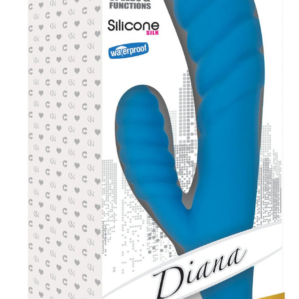 Diana 20x Rippled Silicone Rabbit Vibe - Blue - Royal Sins