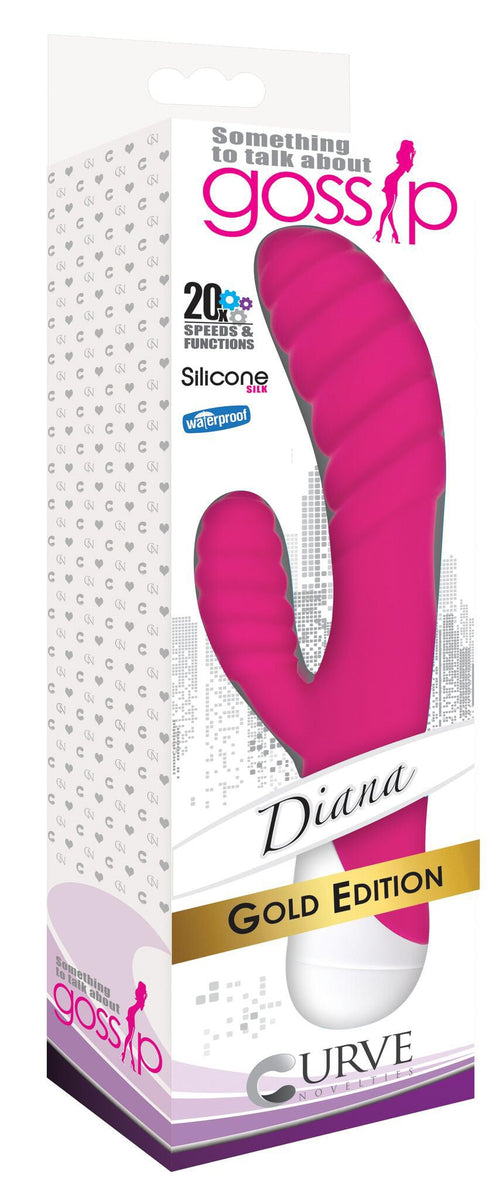 Diana 20x Rippled Silicone Rabbit Vibe - Pink - Royal Sins