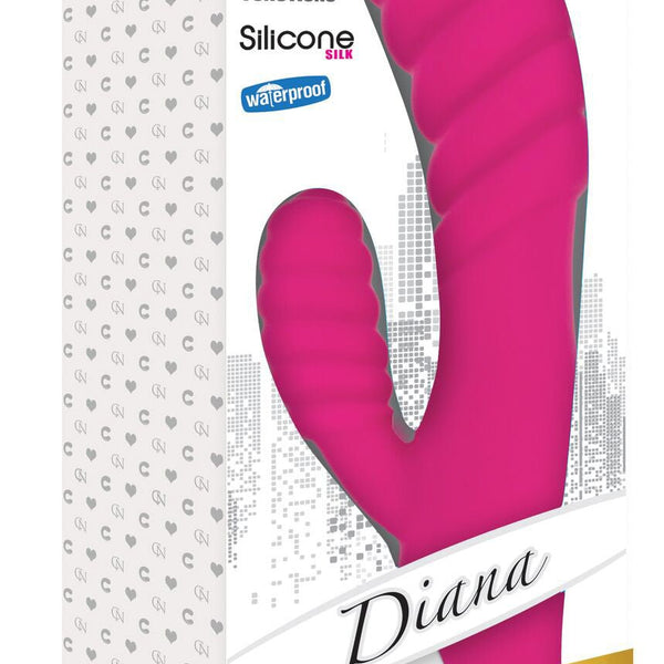 Diana 20x Rippled Silicone Rabbit Vibe - Pink - Royal Sins