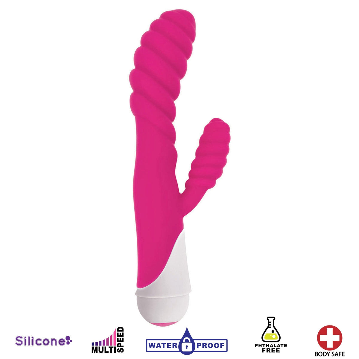 Diana 20x Rippled Silicone Rabbit Vibe - Pink - Royal Sins