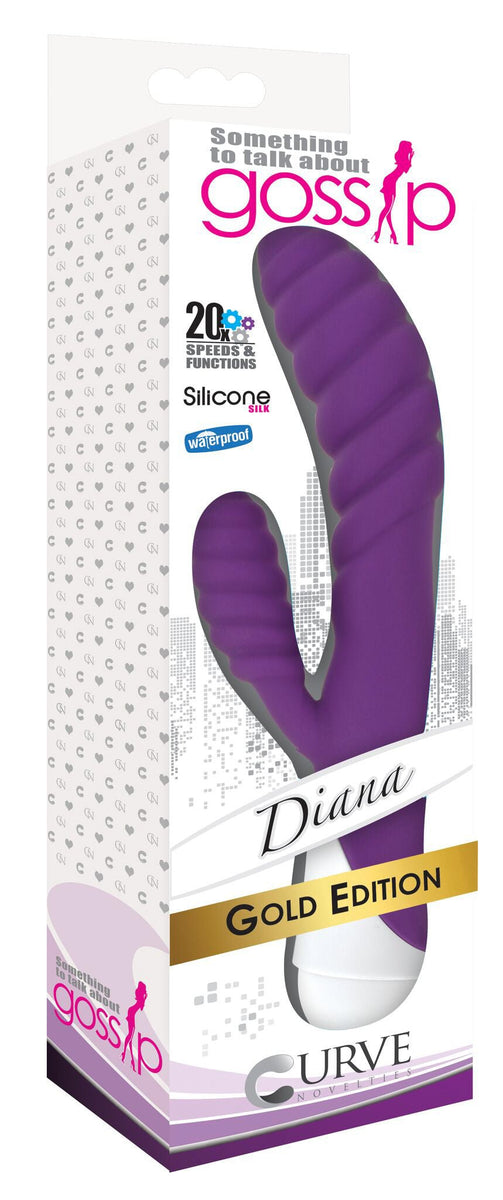 Diana 20x Rippled Silicone Rabbit Vibe - Purple - Royal Sins