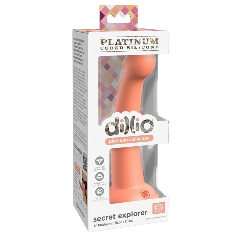Dillio Platinum Collection Secret Explorer 6 in. Silicone Dildo Peach - Royal Sins