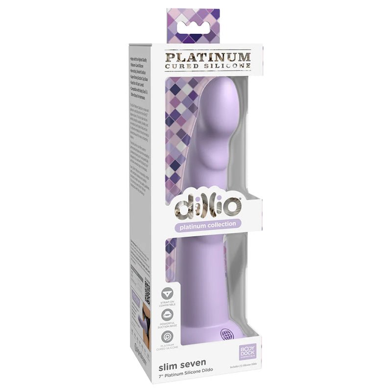 Dillio Platinum Collection Slim Seven 7 in. Silicone Dildo Purple - Royal Sins