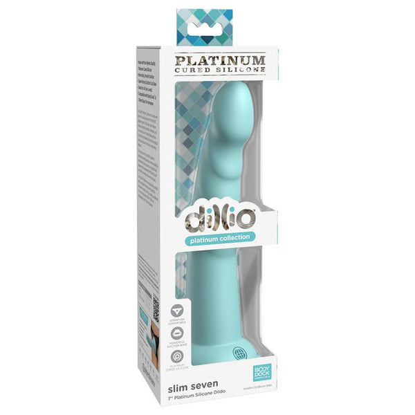 Dillio Platinum Collection Slim Seven 7 in. Silicone Dildo Teal - Royal Sins