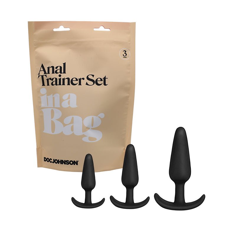 Doc Johnson Anal Plug Trainer Set In A Bag 3 - Piece Silicone Black - Royal Sins