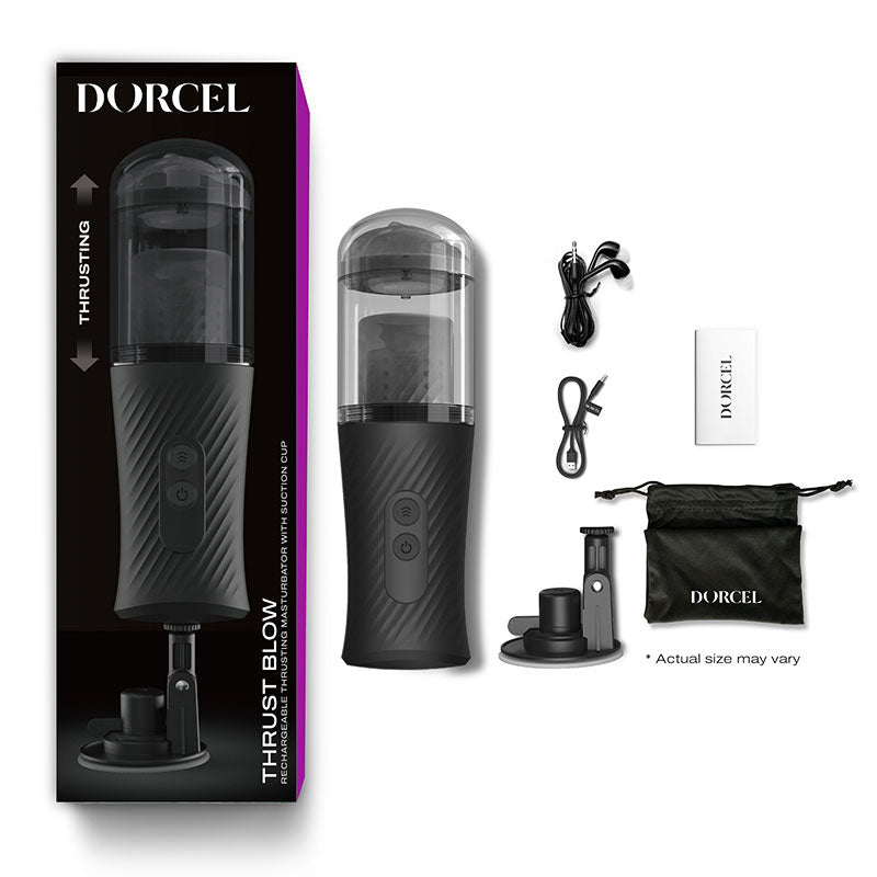 Dorcel Thrust Blow Rechargeable Thrusting Vaginal Masturbator with Removeable Suction Cup - Royal Sins