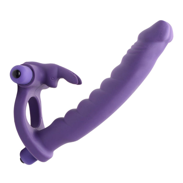 Double Delight Dual Penetration Vibrating Rabbit Cock Ring - Royal Sins