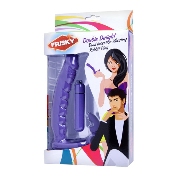 Double Delight Dual Penetration Vibrating Rabbit Cock Ring - Royal Sins