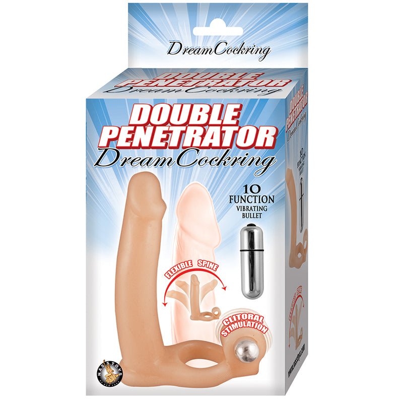 Double Penetrator Dream Cockring With 10 Fuction Bullet Waterproof Flesh - Royal Sins