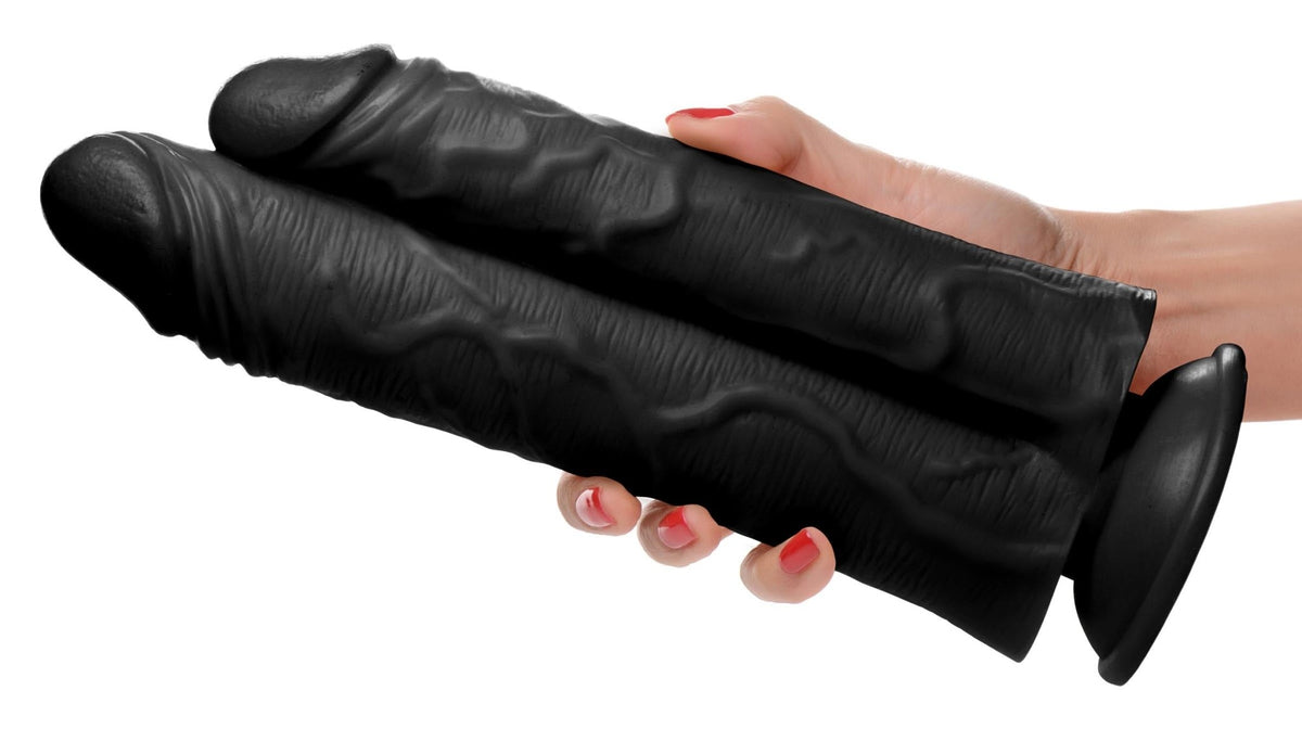 Double Stuffer 10 Inch Dildo - Black - Royal Sins