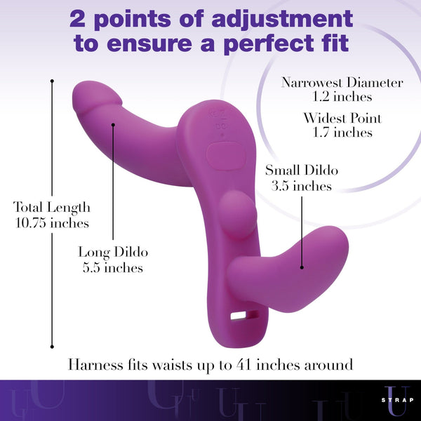 Double Take 10X Double Penetration Vibrating Strap - on Harness - Purple - Royal Sins