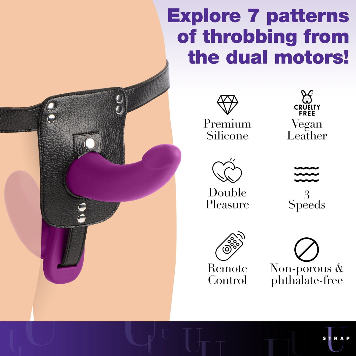 Double Take 10X Double Penetration Vibrating Strap - on Harness - Purple - Royal Sins