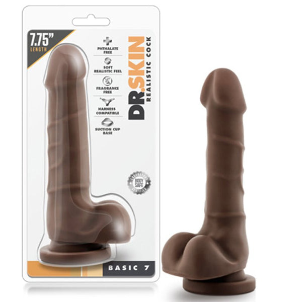 Dr. Skin Basic 7 Realistic 7.75 in. Dildo with Balls Brown - Royal Sins