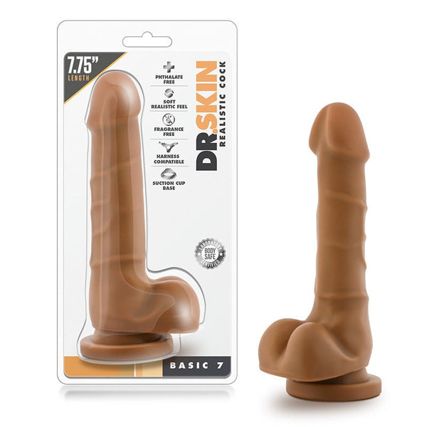Dr. Skin Basic 7 Realistic 7.75 in. Dildo with Balls Tan - Royal Sins
