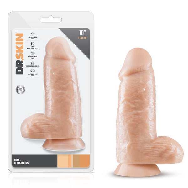 Dr. Skin Dr. Chubbs Realistic 10 in. Dildo with Balls Beige - Royal Sins