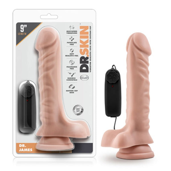 Dr. Skin Dr. James Realistic 9 in. Vibrating Dildo with Balls Beige - Royal Sins