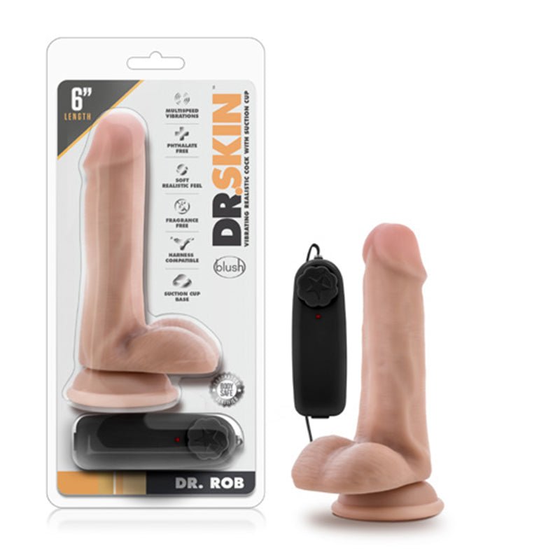Dr. Skin Dr. Rob Realistic 6 in. Vibrating Dildo with Balls Beige - Royal Sins