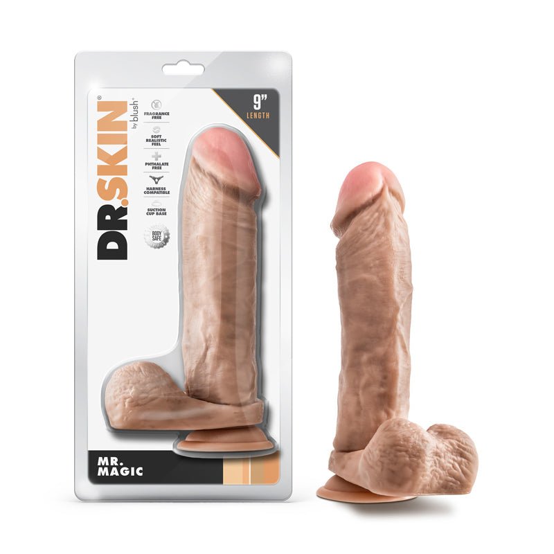 Dr. Skin Mr. Magic 9 in. Dildo with Balls Beige - Royal Sins