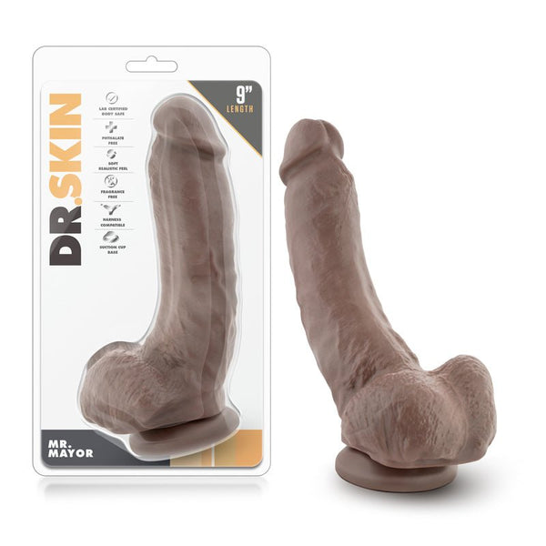 Dr. Skin Mr. Mayor Realistic 9 in. Dildo with Balls Brown - Royal Sins