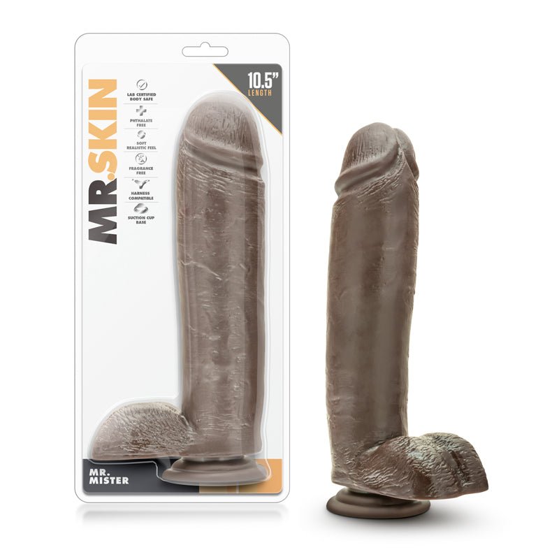 Dr. Skin Mr. Mister Realistic 10.5 in. Dildo with Balls Brown - Royal Sins