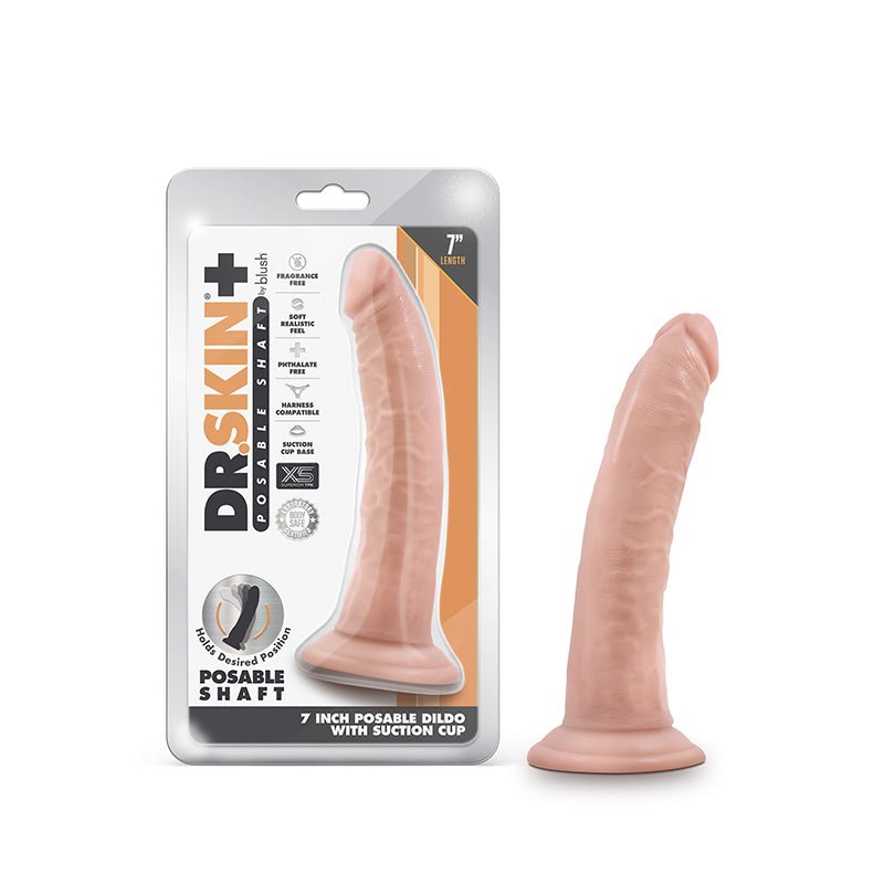 Dr. Skin Plus Realistic 7 in. Triple Density Posable Dildo Beige - Royal Sins