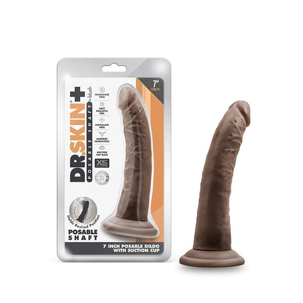 Dr. Skin Plus Realistic 7 in. Triple Density Posable Dildo Brown - Royal Sins