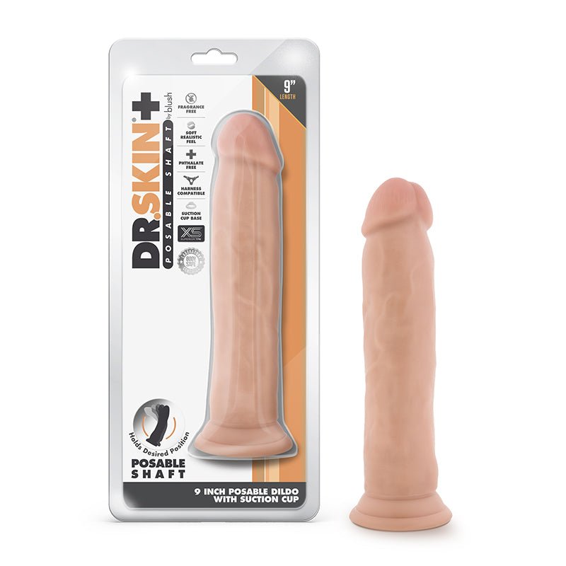 Dr. Skin Plus Thick 9 in. Triple Density Posable Dildo Beige - Royal Sins