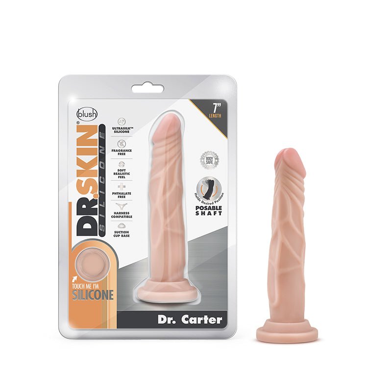 Dr. Skin Silicone Dr. Carter Realistic 7 in. Posable Dildo Beige - Royal Sins