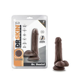Dr. Skin Silicone Dr. Daniel Realistic 6 in. Posable Dildo with Balls Brown - Royal Sins