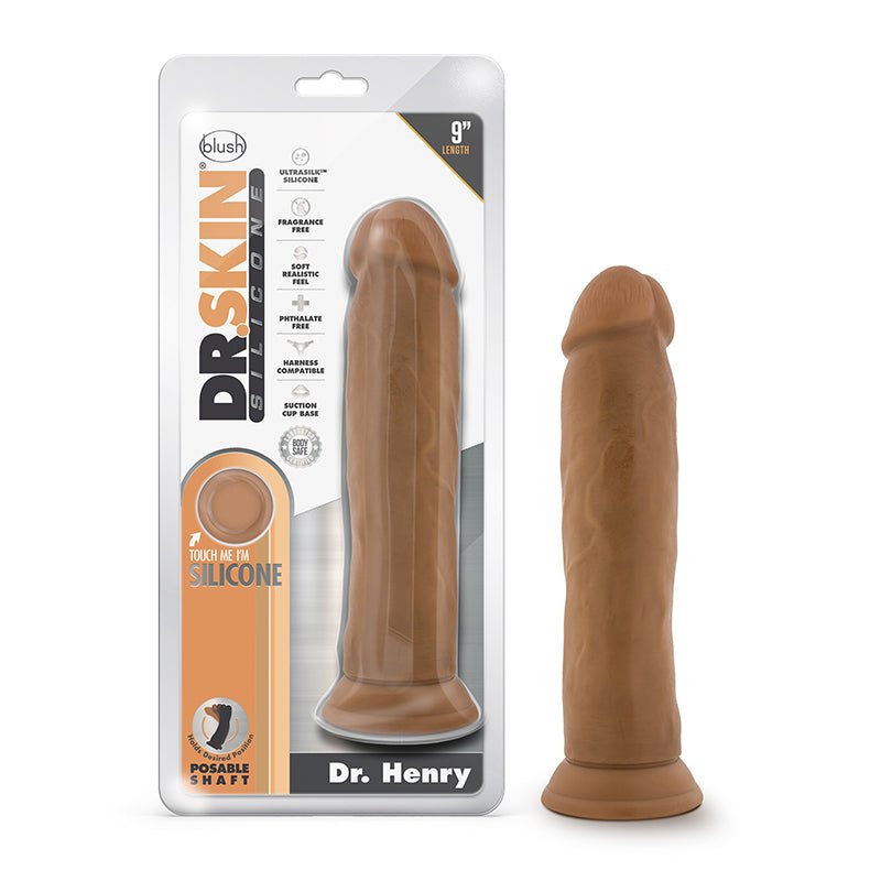 Dr. Skin Silicone Dr. Henry Realistic 9 in. Posable Dildo Tan - Royal Sins