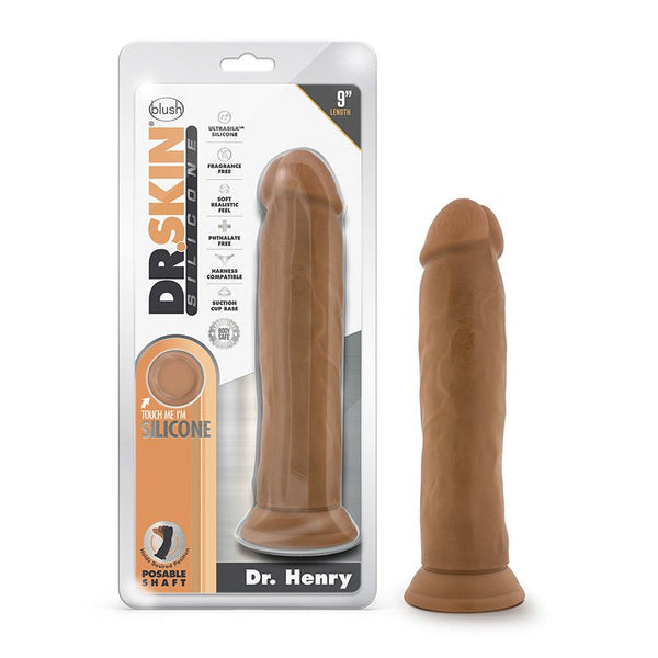 Dr. Skin Silicone Dr. Henry Realistic 9 in. Posable Dildo Tan - Royal Sins