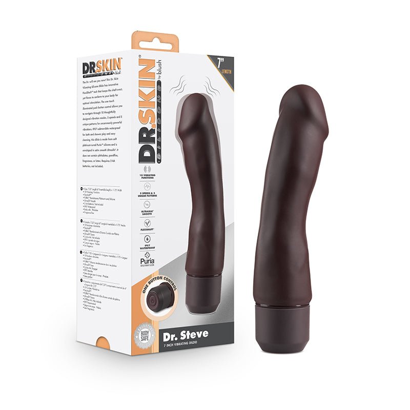 Dr. Skin Silicone Dr. Steve 7 in. Vibrating Dildo Brown - Royal Sins