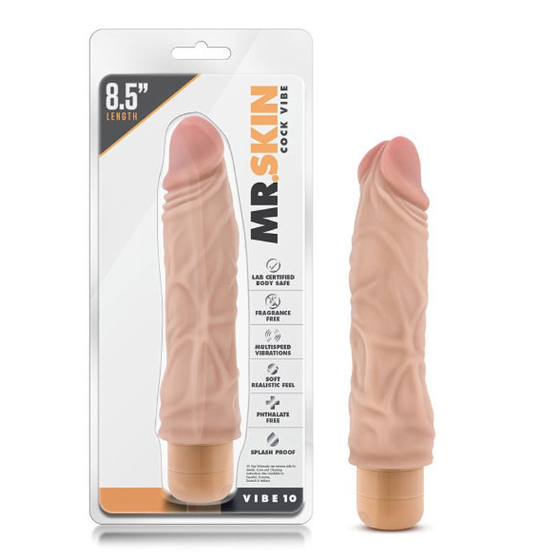 Dr. Skin Vibe 10 Realistic 8.5 in. Vibrating Dildo Beige - Royal Sins