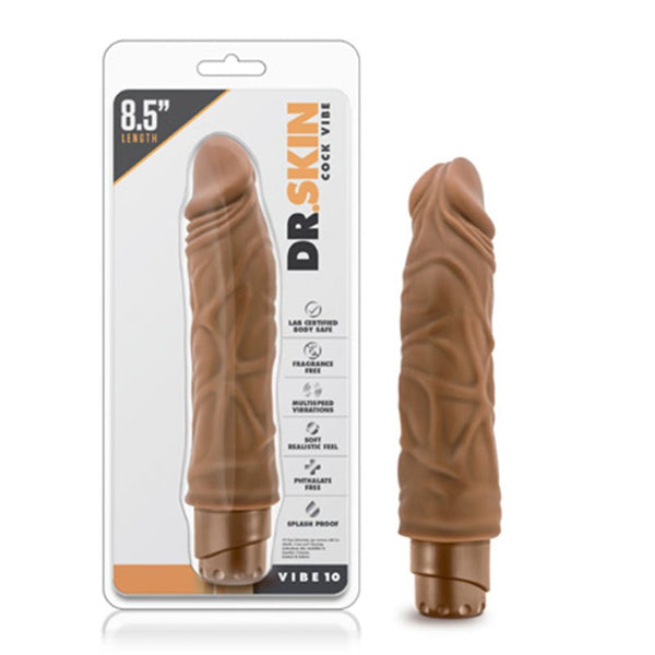 Dr. Skin Vibe 10 Realistic 8.5 in. Vibrating Dildo Tan - Royal Sins