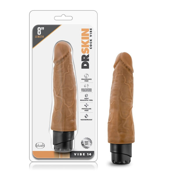 Dr. Skin Vibe 14 Realistic 8 in. Vibrating Dildo Tan - Royal Sins