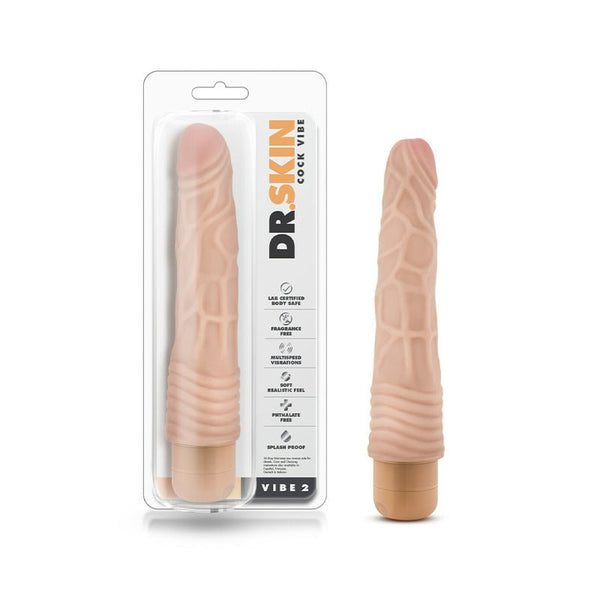 Dr. Skin Vibe 2 Realistic 9 in. Vibrating Dildo Beige - Royal Sins