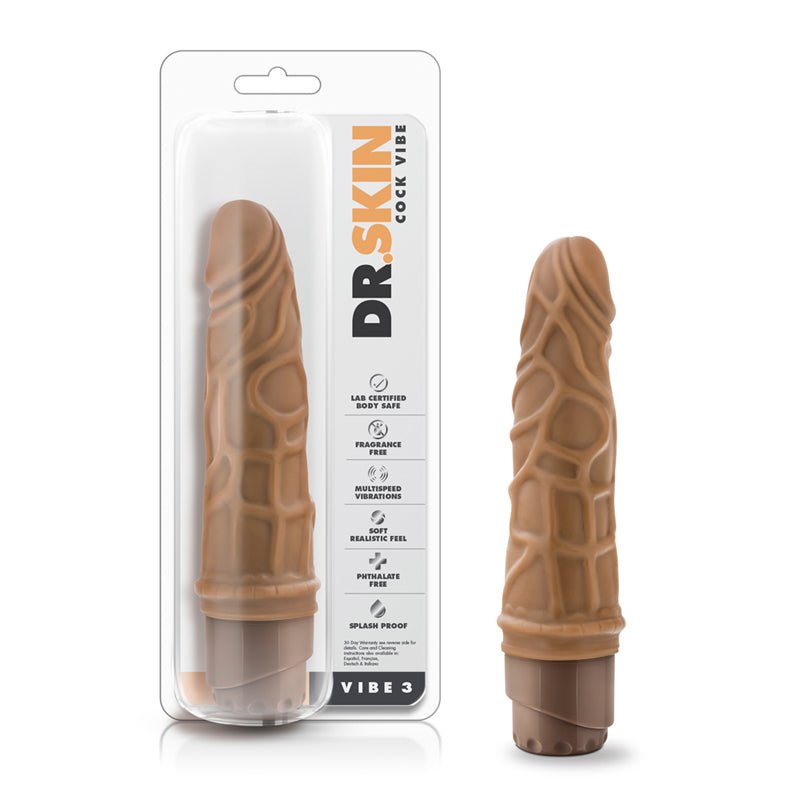 Dr. Skin Vibe 3 Realistic 7.25 in. Vibrating Dildo Tan - Royal Sins