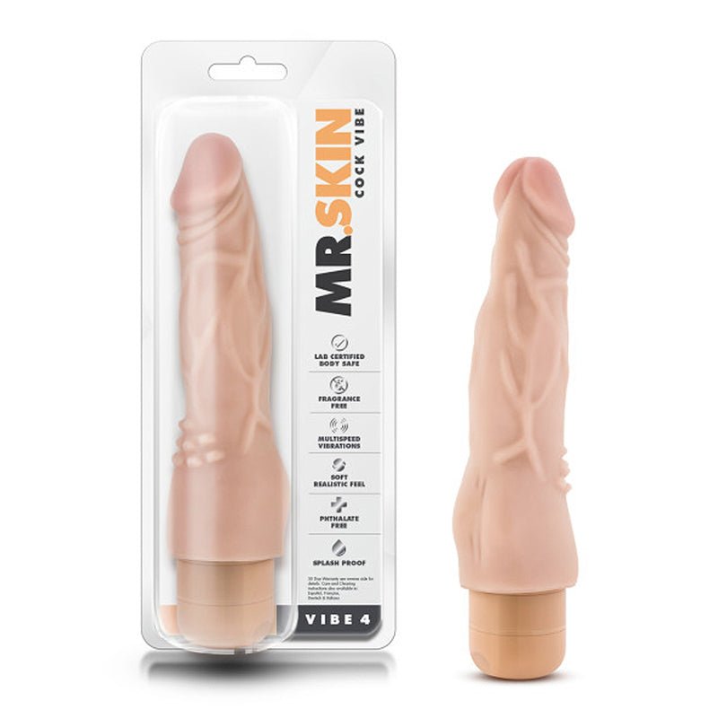 Dr. Skin Vibe 4 Realistic 8 in. Vibrating Dildo Beige - Royal Sins