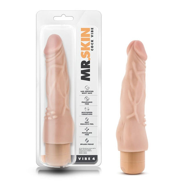 Dr. Skin Vibe 4 Realistic 8 in. Vibrating Dildo Beige - Royal Sins