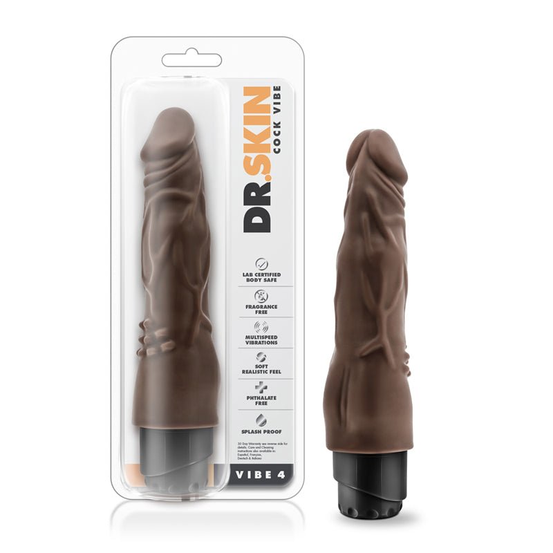 Dr. Skin Vibe 4 Realistic 8 in. Vibrating Dildo Brown - Royal Sins