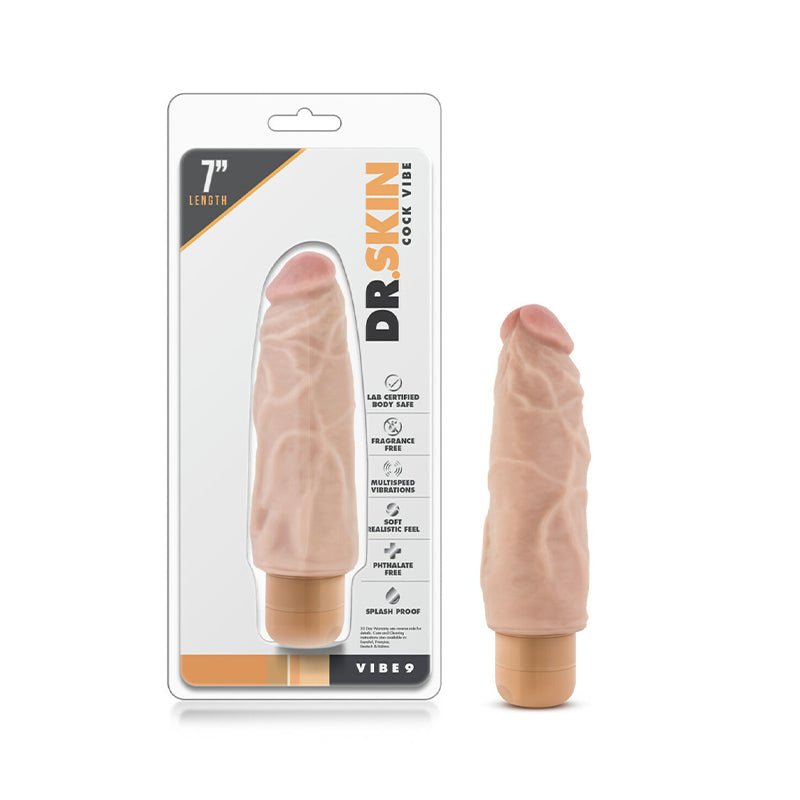 Dr. Skin Vibe 9 Realistic 7.5 in. Vibrating Dildo Beige - Royal Sins